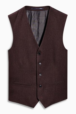 Burgundy Flannel Skinny Fit Suit: Jacket